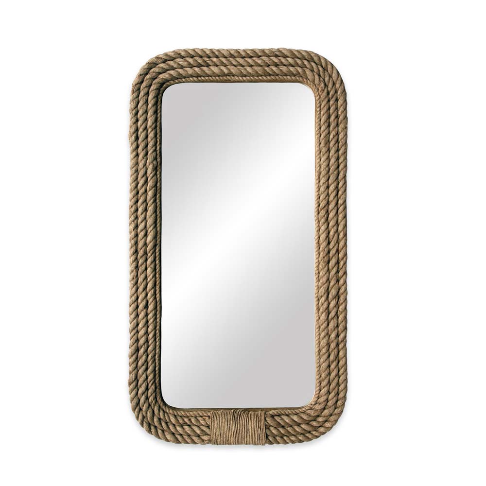 Lighthouse rope frame portrait accent mirror with rounded edges
